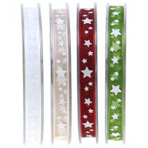 Produkt Wstążka świąteczna organza z motywem gwiazdek 10mm 20m