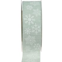 Świąteczna wstążka prezentowa w kształcie płatka śniegu jasnozielona 35mm 15m