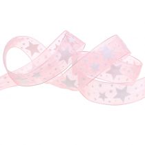 Produkt Świąteczna organza wstążkowa z motywem gwiazd 15mm 20m