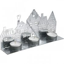 Produkt Dekoracje świąteczne domki, świecznik metalowy srebrny 25cm