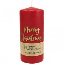 Świece pieńkowe PURE Merry Christmas 130/60mm wosk czerwony 4szt