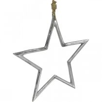 Produkt Dekoracja świąteczna gwiazda, dekoracja adwentowa, zawieszka gwiazdka srebrna szer.24,5cm