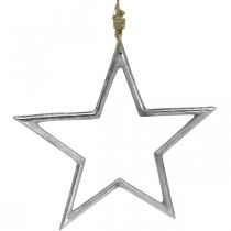 Dekoracja świąteczna gwiazda, dekoracja adwentowa, zawieszka gwiazdka srebrna szer.24,5cm