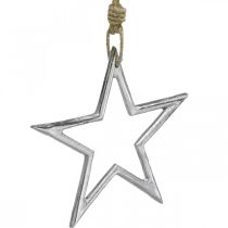 Produkt Dekoracja świąteczna gwiazda, dekoracja adwentowa, zawieszka gwiazdka srebrna szer.15,5cm