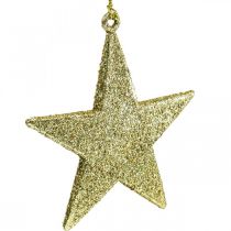 Ozdoba świąteczna gwiazda wisiorek złoty brokat 10cm 12szt