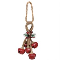 Produkt Dekoracja świąteczna do zawieszania czerwonych dzwonków z kokardą 51cm