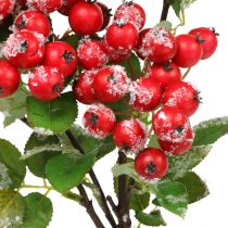 Świąteczne gałązki z czerwonymi jagodami, dekoracja zimowa, czerwień harpberry naśnieżana L58cm