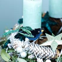 Produkt Dekoracja świąteczna kos z klipsem niebieska, brokatowa 3szt.