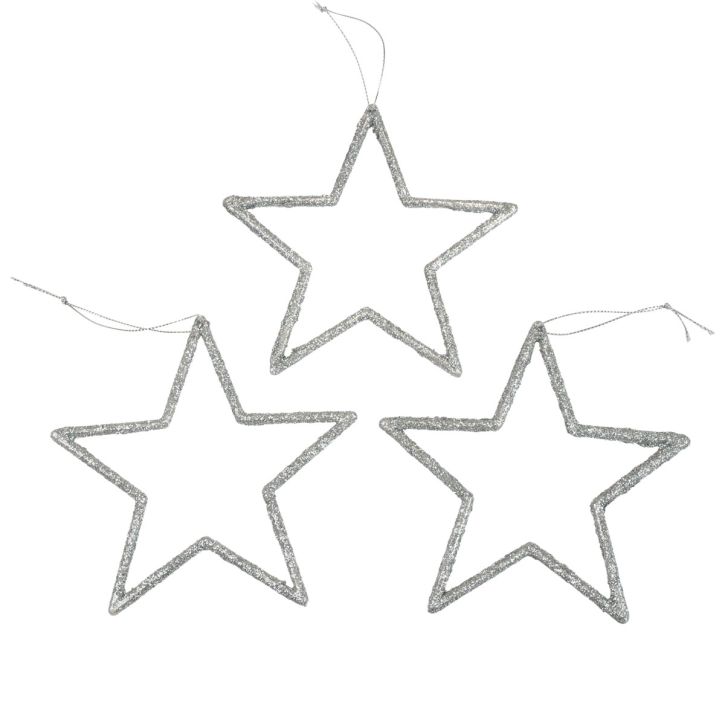 Produkt Ozdoba świąteczna zawieszka gwiazda srebrny brokat 12cm 12szt