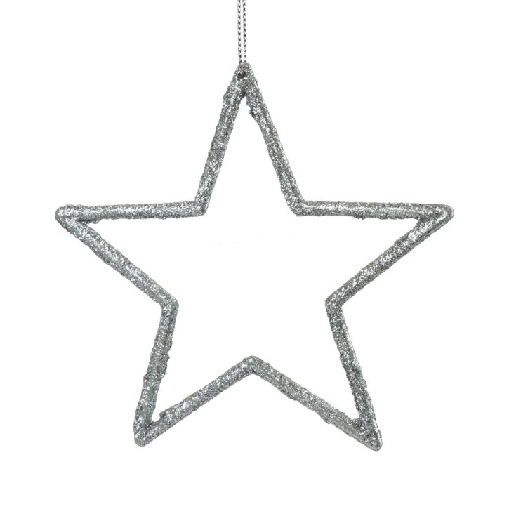 Produkt Ozdoba świąteczna zawieszka gwiazda srebrna brokatowa 12cm 12 szt