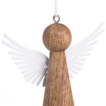 Produkt Świąteczny aniołek drewniany do zawieszenia naturalny biały 8cm 6 szt