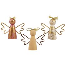 Produkt Świąteczny aniołek dekoracja drewniana złoty wieszak dekoracyjny 9×3×7,5cm 6 szt