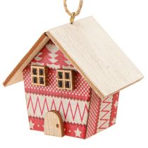 Produkt Domki bożonarodzeniowe do zawieszenia papier drewno czerwone 5,5cm 6 szt