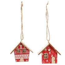 Produkt Domki bożonarodzeniowe do zawieszenia papier drewno czerwone 5,5cm 6 szt