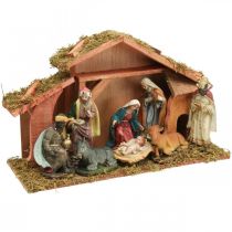 Szopka bożonarodzeniowa z figurkami Szopka Zestaw świątecznych dekoracji 40×13×23,5cm