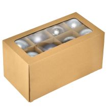 Produkt Zestaw niebieskich/srebrnych szklanych kul – matowych i błyszczących, szklanych ozdób do zimowych kompozycji kwiatowych, 7,5 cm, 12 sztuk