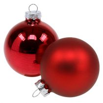 Christmas Ball Glass Ø6cm Red Mix 24szt