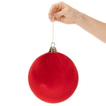 Produkt Czerwona aksamitna bombka świąteczna, duża bombka choinkowa 20 cm, 3 sztuki