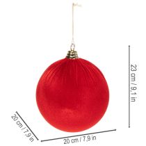 Produkt Czerwona aksamitna bombka świąteczna, duża bombka choinkowa 20 cm, 3 sztuki