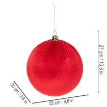 Produkt Czerwona aksamitna bombka świąteczna, duża dekoracyjna bombka do zawieszenia, 25 cm, 2 sztuki
