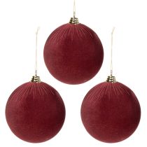 Produkt Duża, czerwona, aksamitna bombka świąteczna, 20 cm, 3 sztuki