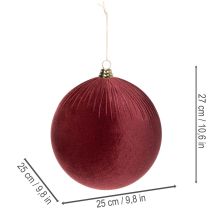 Produkt Duża, czerwona aksamitna ozdoba choinkowa do zawieszenia, 25 cm, 2 sztuki