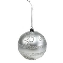 Bombka świąteczna srebrna Ø8cm plastikowa 1szt