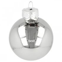 Produkt Mini bombka świąteczna, mieszanka dekoracji choinkowych, dekoracja adwentowa czarny/srebrny/masa perłowa wys. 4,5cm Ø4cm prawdziwe szkło 24 szt.