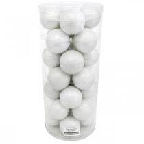 Produkt Kula śnieżna, zawieszka na choinkę, dekoracja choinkowa, dekoracja zimowa biała W6,5cm Ø6cm prawdziwe szkło 24 szt.