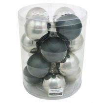 Produkt Bombka, ozdoby choinkowe, bombka czarna/srebrna/masa perłowa H8,5cm Ø7,5cm prawdziwe szkło 12 sztuk