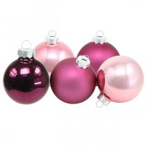 Produkt Mini Tree Balls, Christmas Ball Mix, Christmas Tree Pendant fioletowy H4,5cm Ø4cm Prawdziwe szkło 24szt