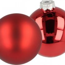 Kula na choinkę, ozdoba choinkowa, kula świąteczna czerwona H8,5cm Ø7,5cm prawdziwe szkło 12szt.