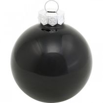 Produkt Bombki choinkowe, zawieszki choinkowe, bombki szklane czarne W6,5cm Ø6cm prawdziwe szkło 24 szt.