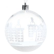 Christmas Ball Plastic White,Clear Ø8cm 2szt