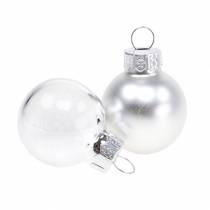 Produkt Mini bombki świąteczne srebrne różne Ø2,5cm 24 szt