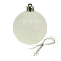 Kule świąteczne plastikowe biało-perłowe Ø6cm 10szt.