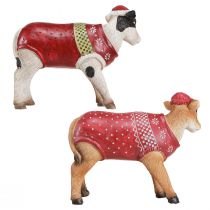 Produkt Świąteczna dekoracja krowa krowa z kapeluszem biało-brązowym L15,5cm 2 sztuki