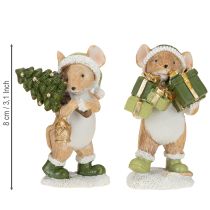 Produkt Dekoracja świąteczna myszki myszka zielono-brązowa wys. 8cm 2 szt.