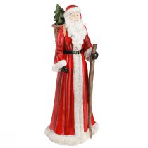 Produkt Figurka Świętego Mikołaja z koszem w kolorze czerwono-biało-zielonym, wys. 36 cm