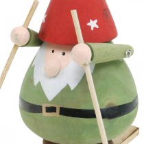 Produkt Krasnal na nartach figura dekoracyjna z drewna Świąteczna figurka krasnala W13cm