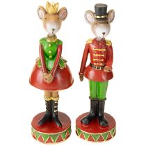Produkt Figurki dekoracyjne myszki świąteczne 14,5cm czerwono-zielone 2 sztuki