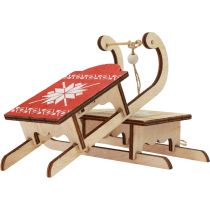 Produkt Świąteczne sanie ozdobne drewniane 16x6x5cm 3szt