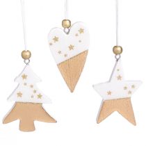 Produkt Ozdoby świąteczne drewniane gwiazdki serce 6,5–7 cm 6 szt