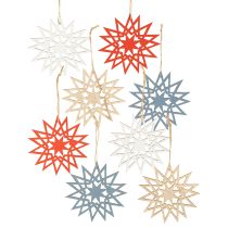 Produkt Gwiazda bożonarodzeniowa drewniana ozdoba do zawieszenia Ø12/15cm 8 szt.