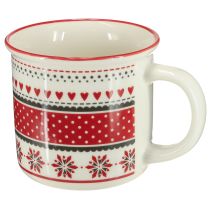 Produkt Kubek świąteczny ceramiczny czerwony i biały Ø10cm wys.9cm
