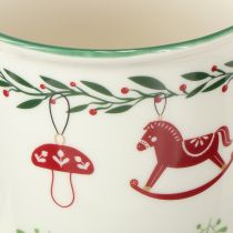 Produkt Kubek świąteczny ceramiczny czerwony zielony kremowy wys. 9cm 2 szt.