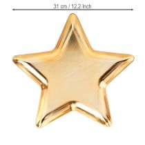 Produkt Talerz świąteczny gwiazda talerz dekoracyjny złoty plastik Ø31cm