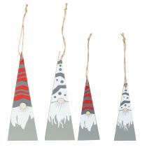Produkt Krasnale świąteczne drewniane do zawieszenia szaro-czerwone 15/19,5cm 8 szt.