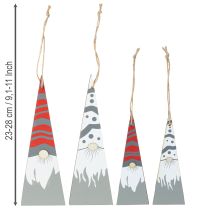 Produkt Krasnale świąteczne drewniane do zawieszenia szaro-czerwone 15/19,5cm 8 szt.