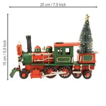 Produkt Pociąg świąteczny, czerwona metalowa lokomotywa dekoracyjna z choinką 20cm